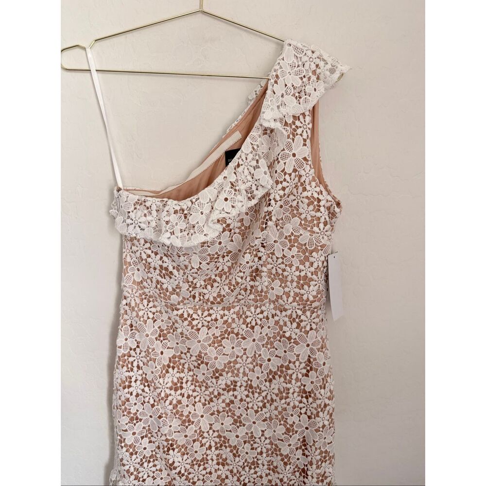 Donna Morgan For Maggy One Shoulder Floral Lace Bohemian Coquette Dress Size 12 - Picture 2 of 10